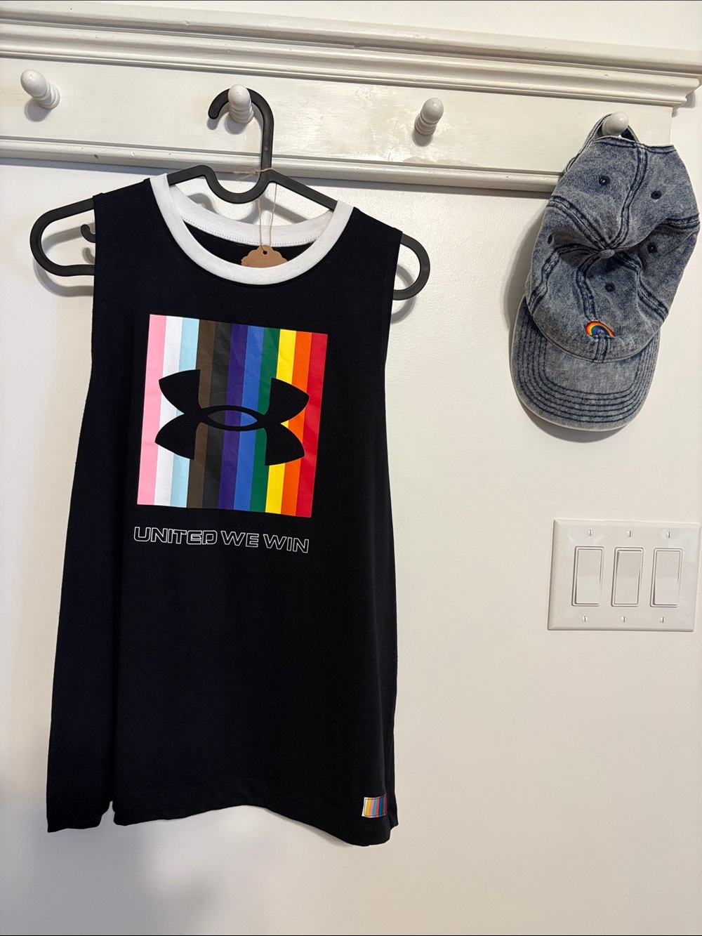 Under Armour Black Tank Top with Rainbow Pride Graphic